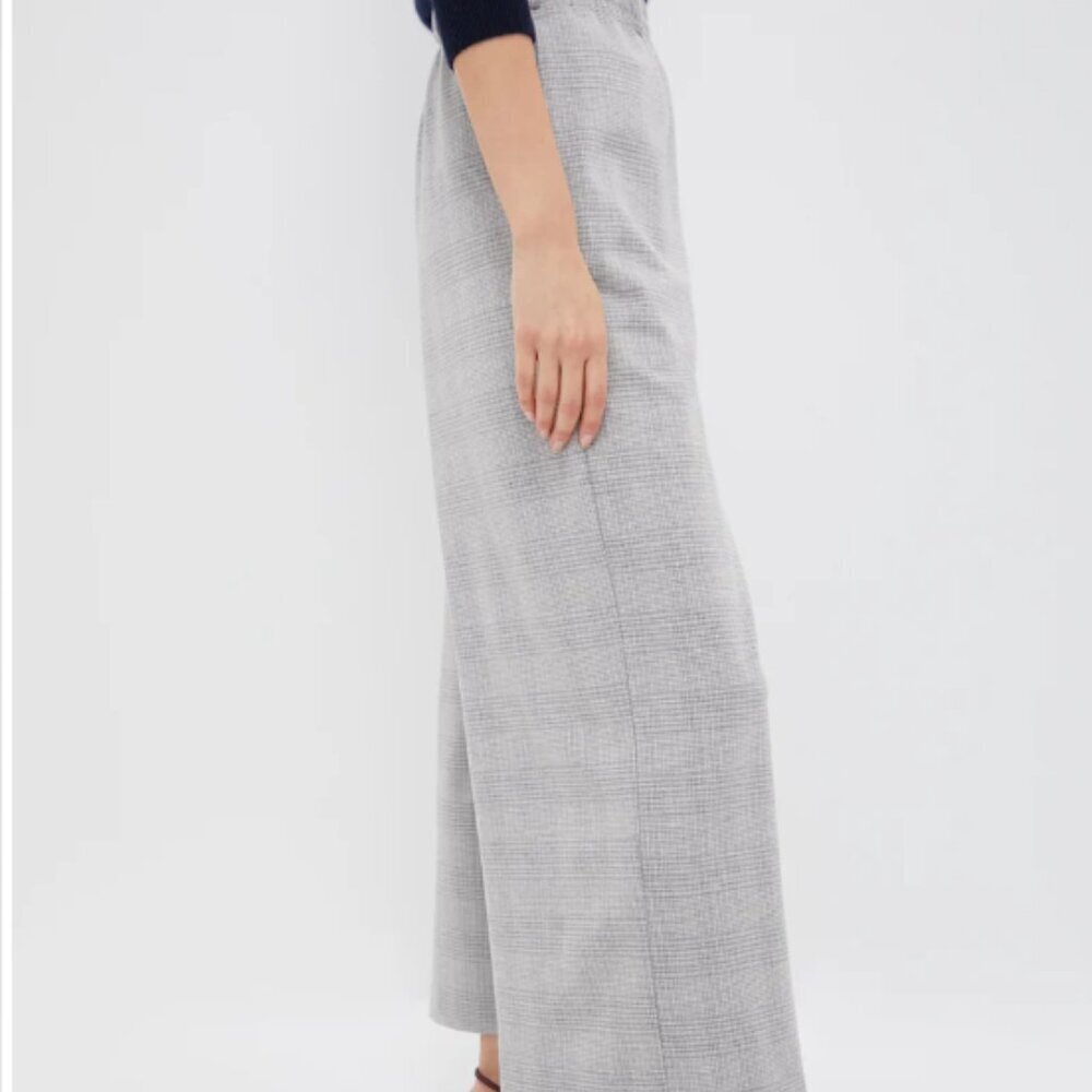 Tuckernuck Gray Plaid Cropped Flare Carlton Pants size Small - Picture 4 of 8